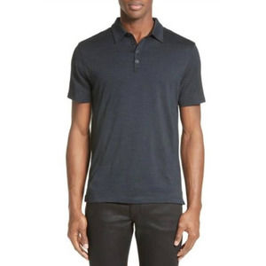 John Varvatos silk/cotton blue black polo shirt